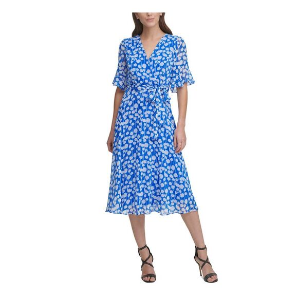 DKNY Women's Tiered Midi Dress Blue Size 8